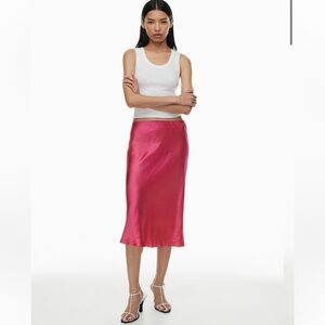 Aritzia Babaton Slip Satin Midi Skirt bright rose